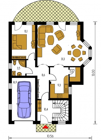 Image miroir | Plan de sol du rez-de-chaussée - ELEGANT 123